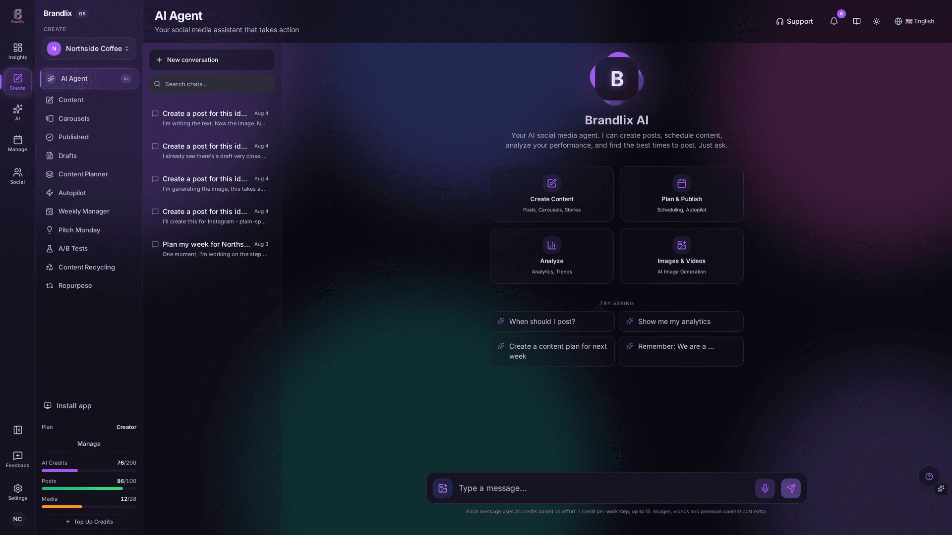 Brandlix AI agent chat