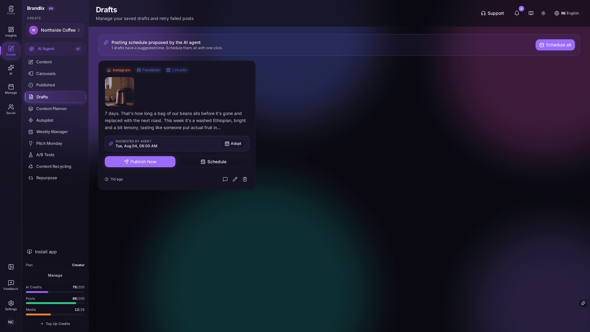 Brandlix Drafts and approvals